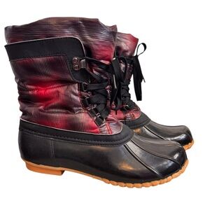Sporto Black and Red Women's Duck/Winter Lace Up Size 9 Waterproof Boots